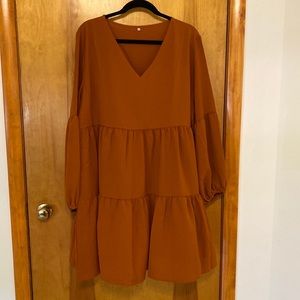 Orange Long Sleeve Tunic Dress